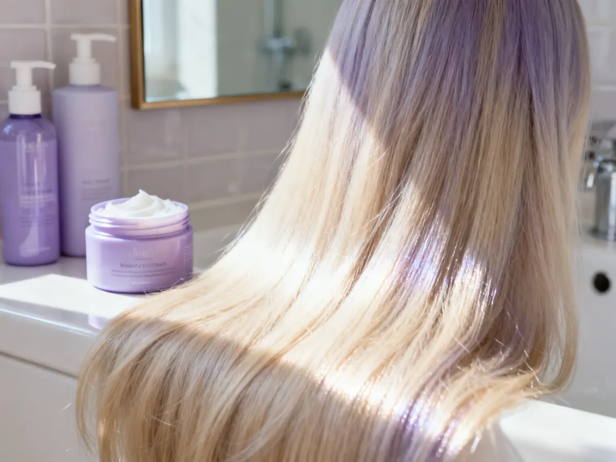 Cool blonde hair maintained with moisturizing care
