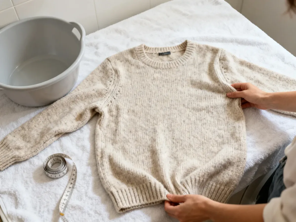 Rozciągnięty sweter formowany na płasko po delikatnym praniu